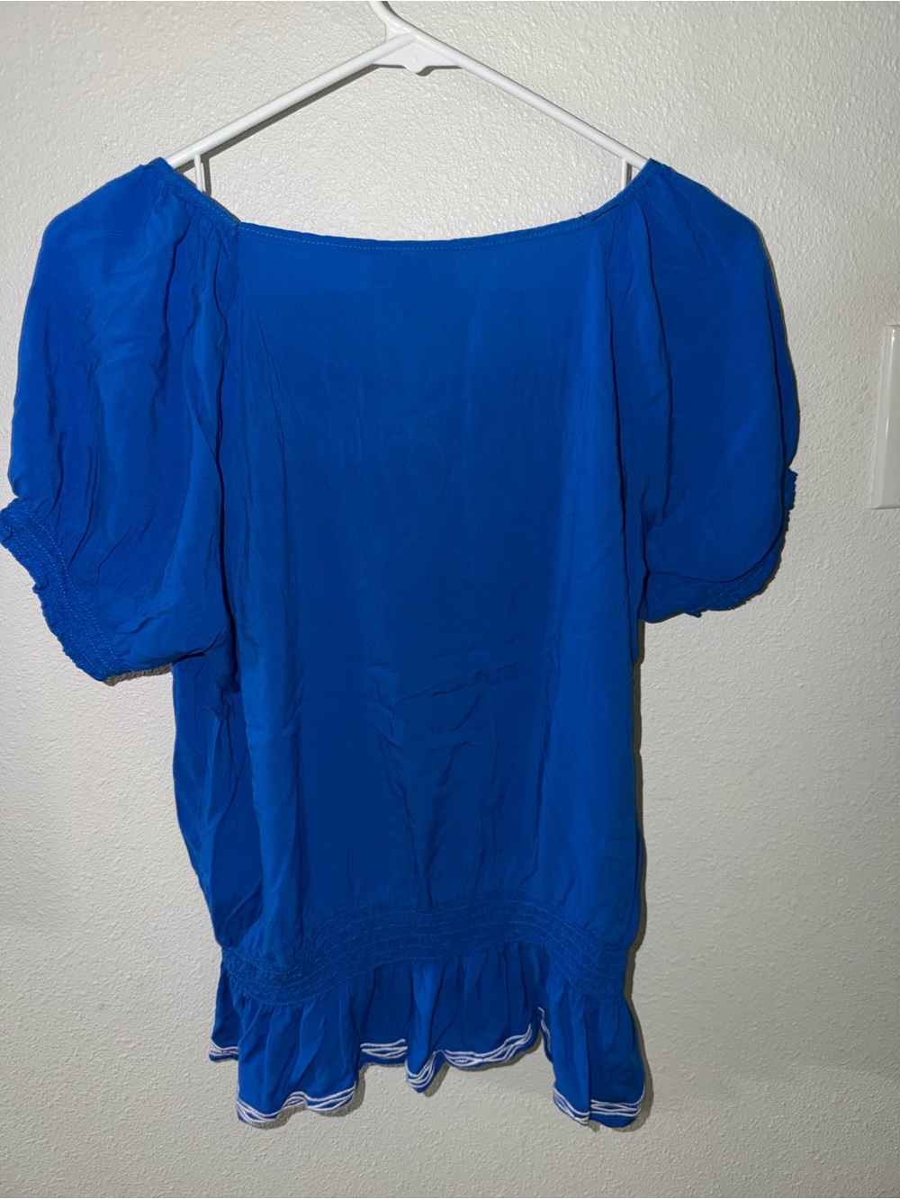 Dress Barn Royal Blue Embroidered Peasant Blouse - Picture 4 of 6